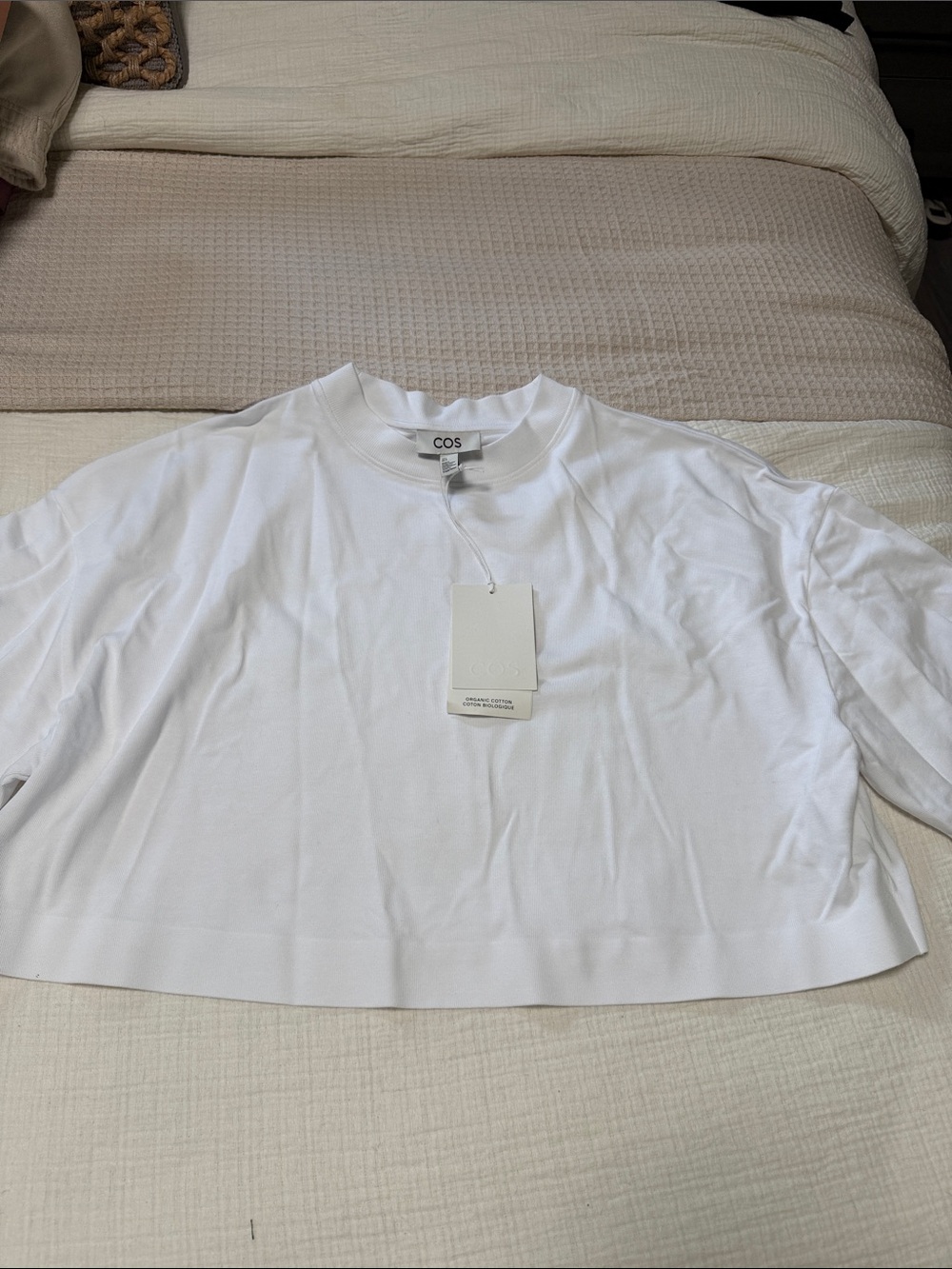 COS White Cropped Short-Sleeve Crew Top